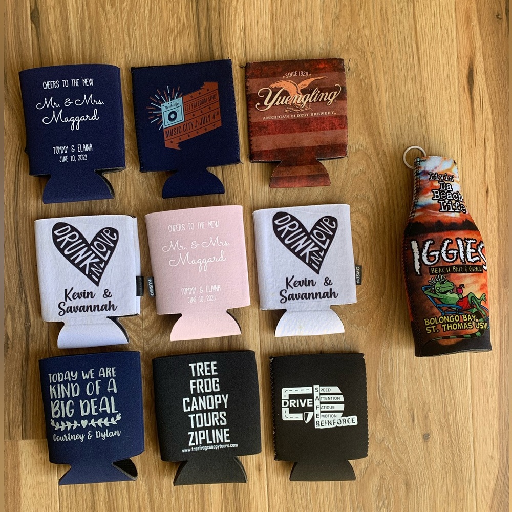 (9) Can Koozies + 1 Bottle Koozie  NWT